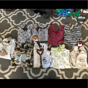 Lot of 9 baby boy onesie feet pajamas-6 months